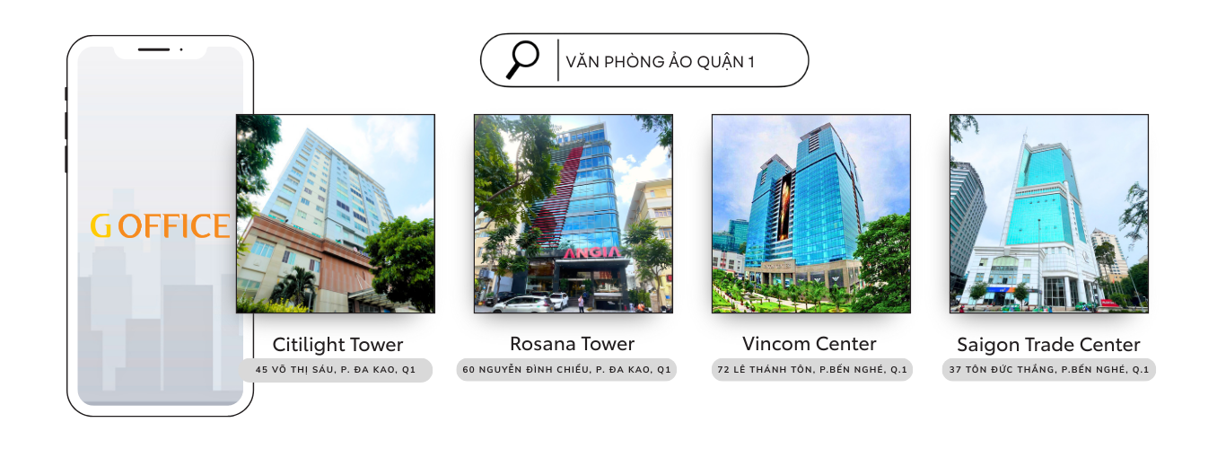 4 chi nhánh Văn phòng ảo quận 1 G Office