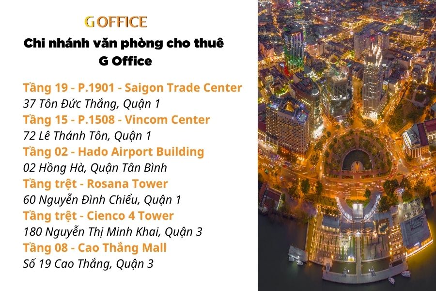 6 chi nhanh cho thue van phong G Office