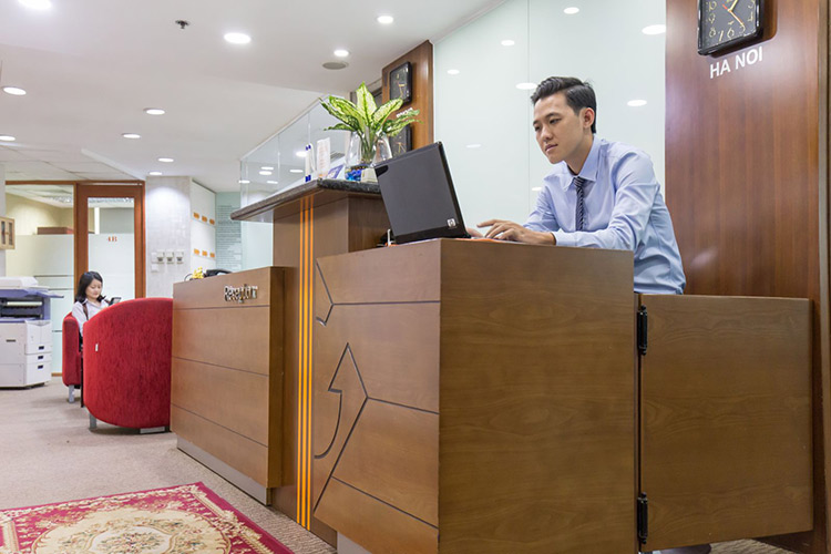 Bộ phận lễ tân chuyên nghiệp tại G-OFFICE chi nhánh Saigon Trade Center