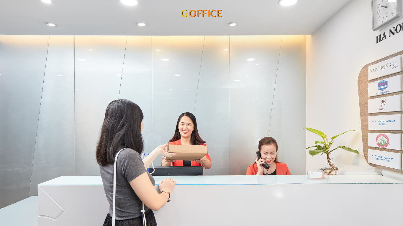 Lễ tân tại văn phòng trọn gói quận 1 g office
