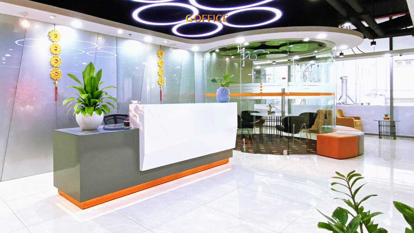 quầy lễ tân tại coworking space G Office